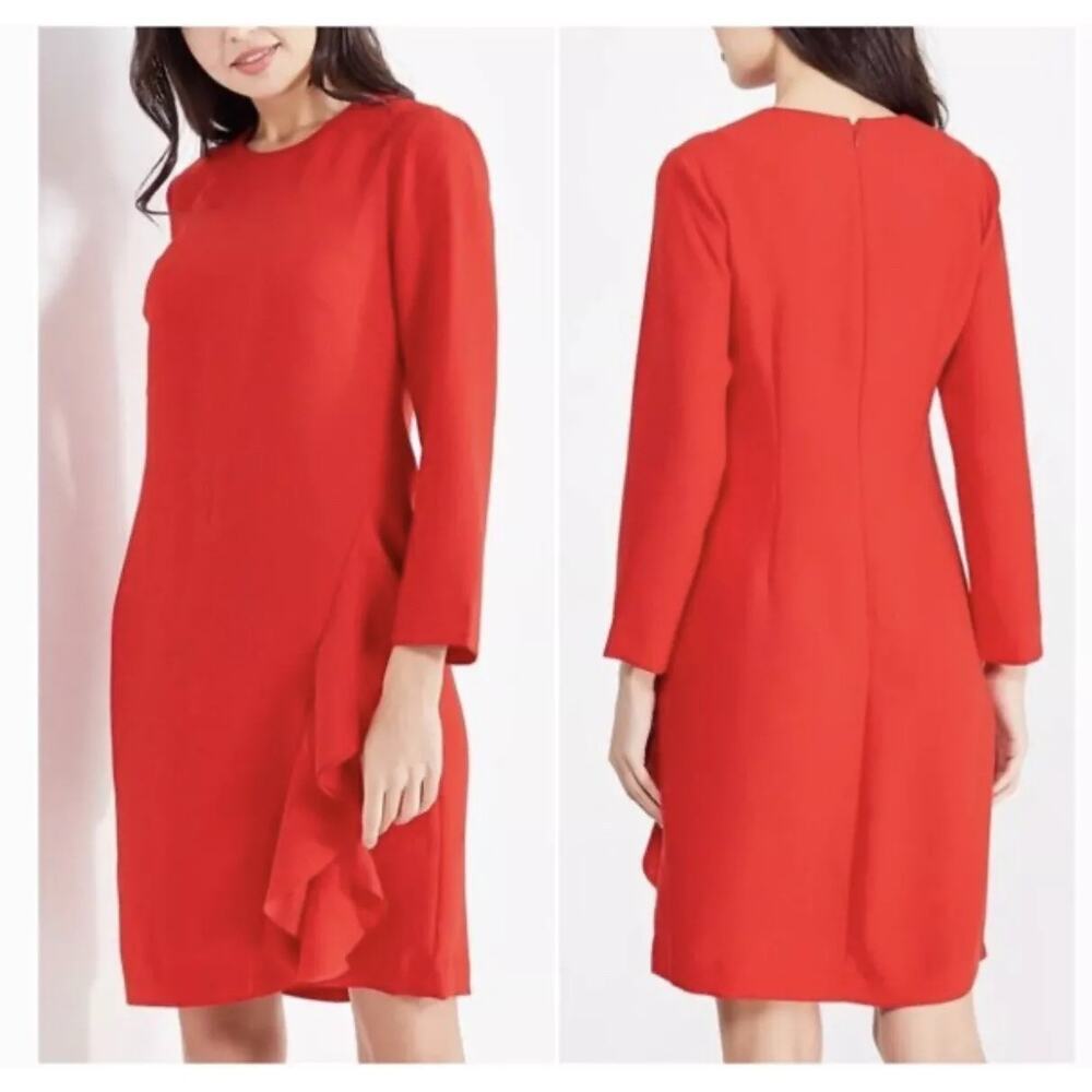 Banana Republic Red Sheath Dress with Ruffle, Size 6, EUC, Formal Workwear